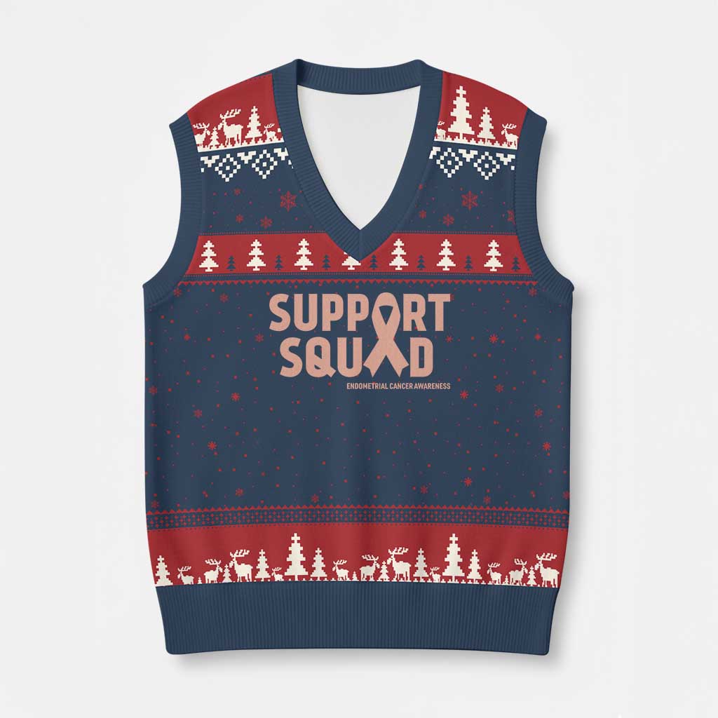 Endometrial Cancer Awareness V-Neck Knit Sweater Vest Support Squad Warrior Gift