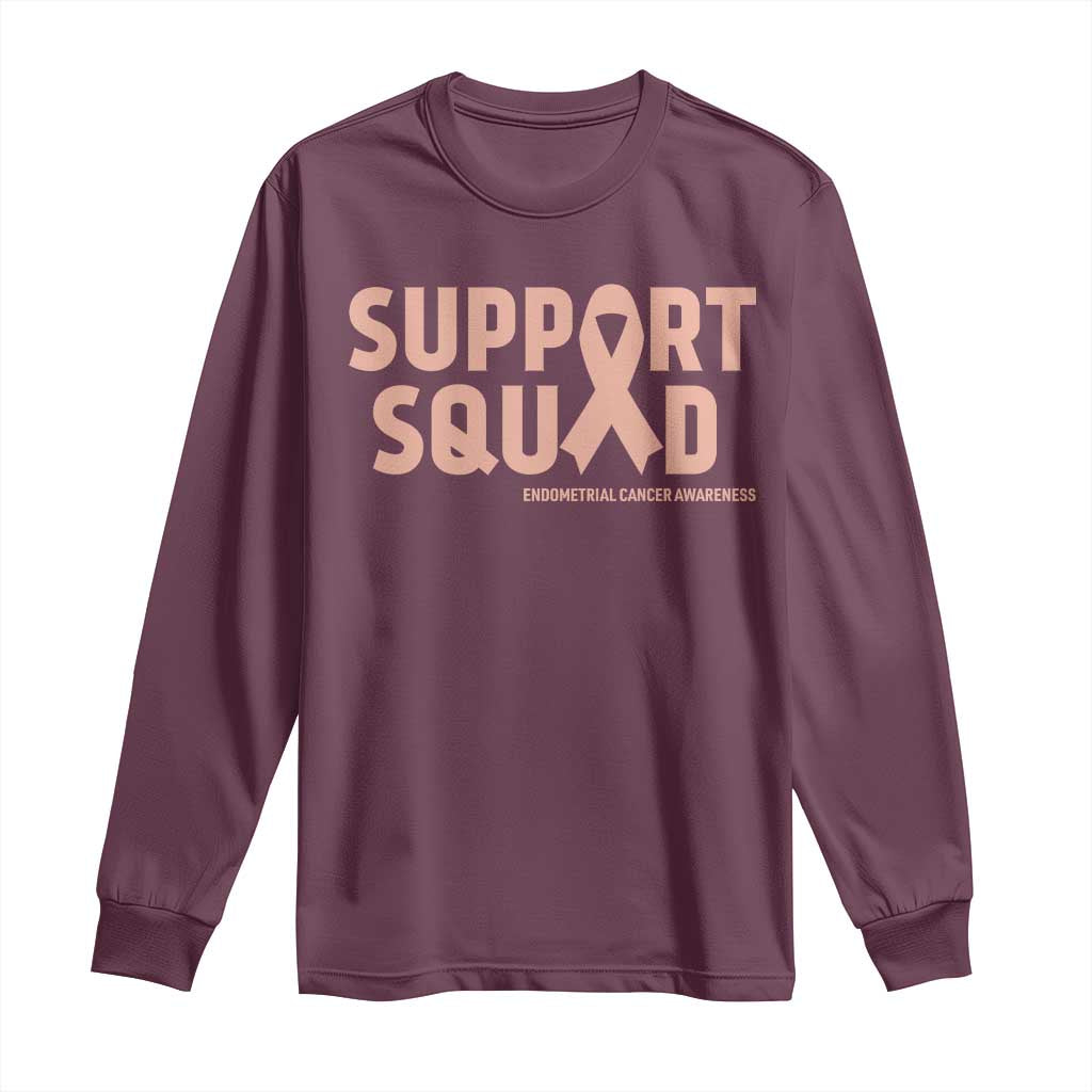 Endometrial Cancer Awareness Long Sleeve Shirt Support Squad Warrior Gift