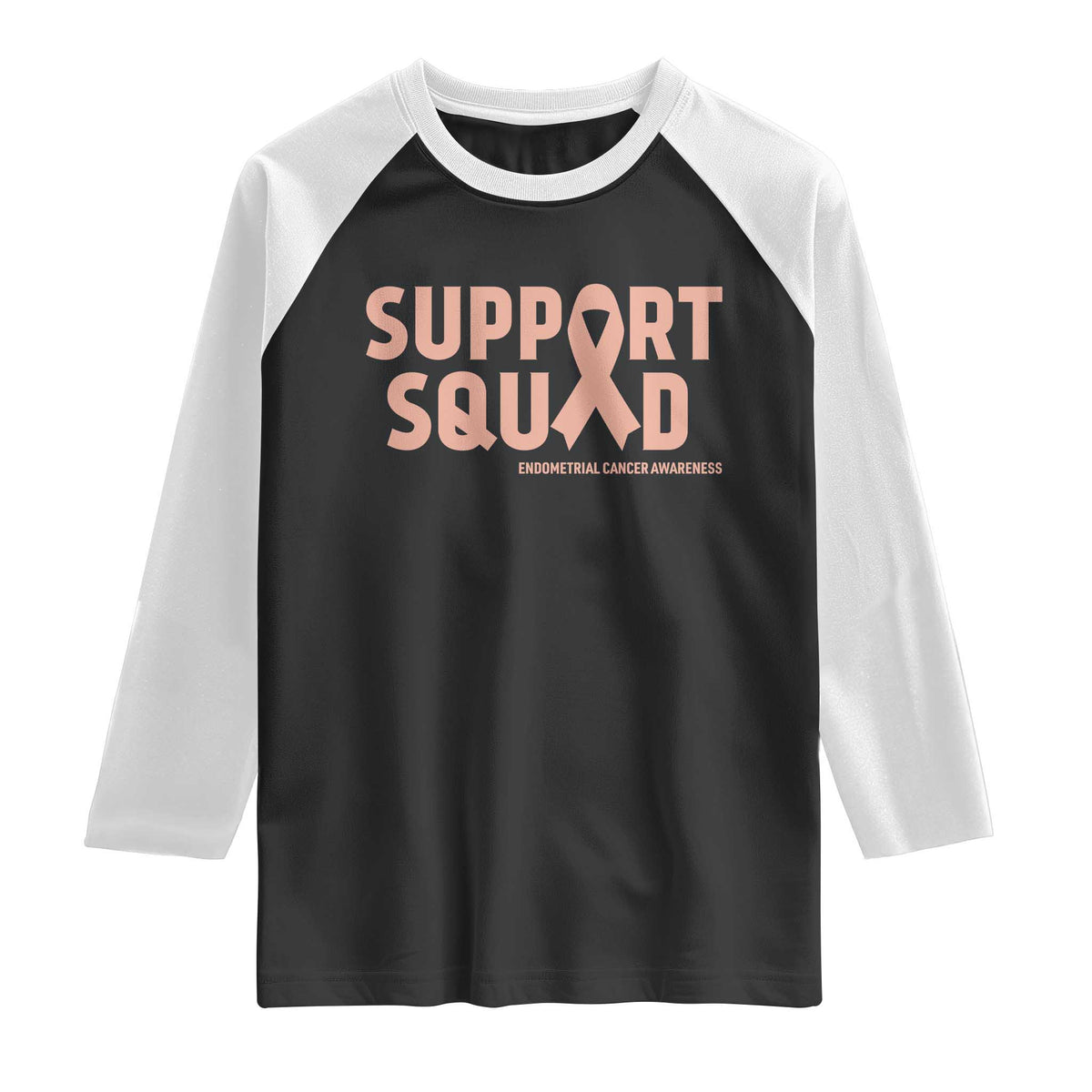 Endometrial Cancer Awareness Raglan Shirt Support Squad Warrior Gift