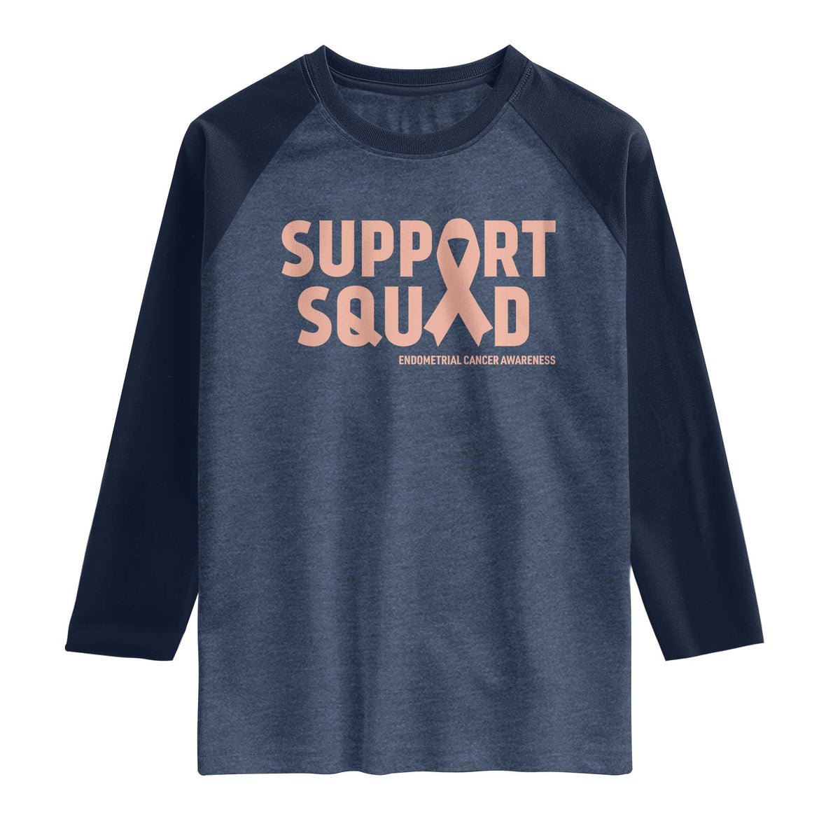 Endometrial Cancer Awareness Raglan Shirt Support Squad Warrior Gift