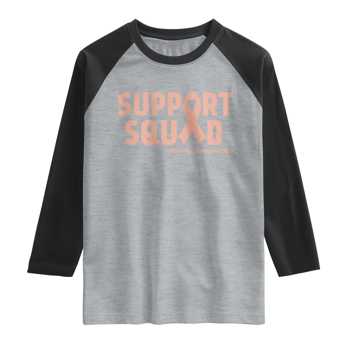 Endometrial Cancer Awareness Raglan Shirt Support Squad Warrior Gift