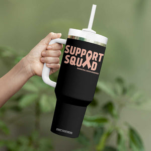 Endometrial Cancer Awareness Tumbler With Handle Support Squad Warrior Gift