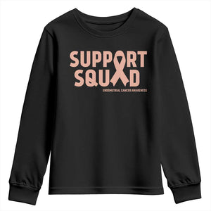 Endometrial Cancer Awareness Youth Sweatshirt Support Squad Warrior Gift