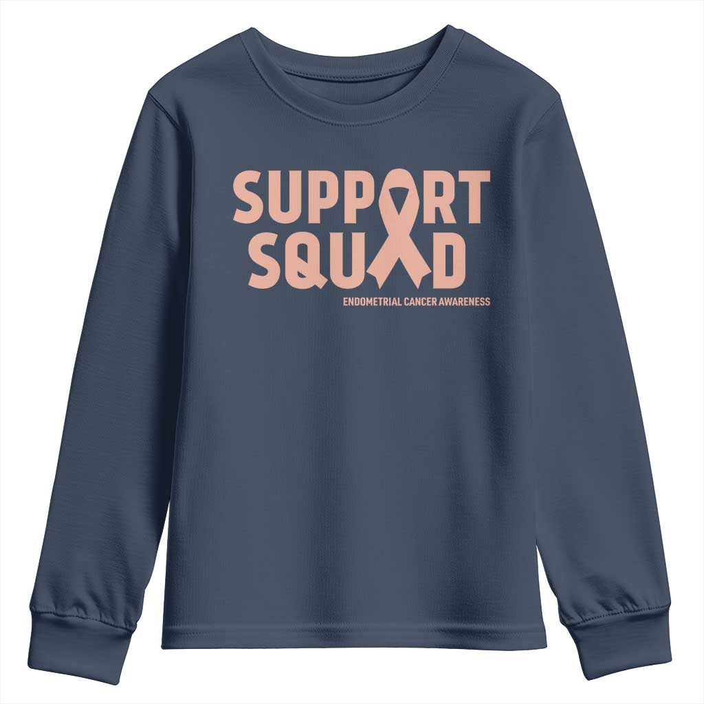 Endometrial Cancer Awareness Youth Sweatshirt Support Squad Warrior Gift