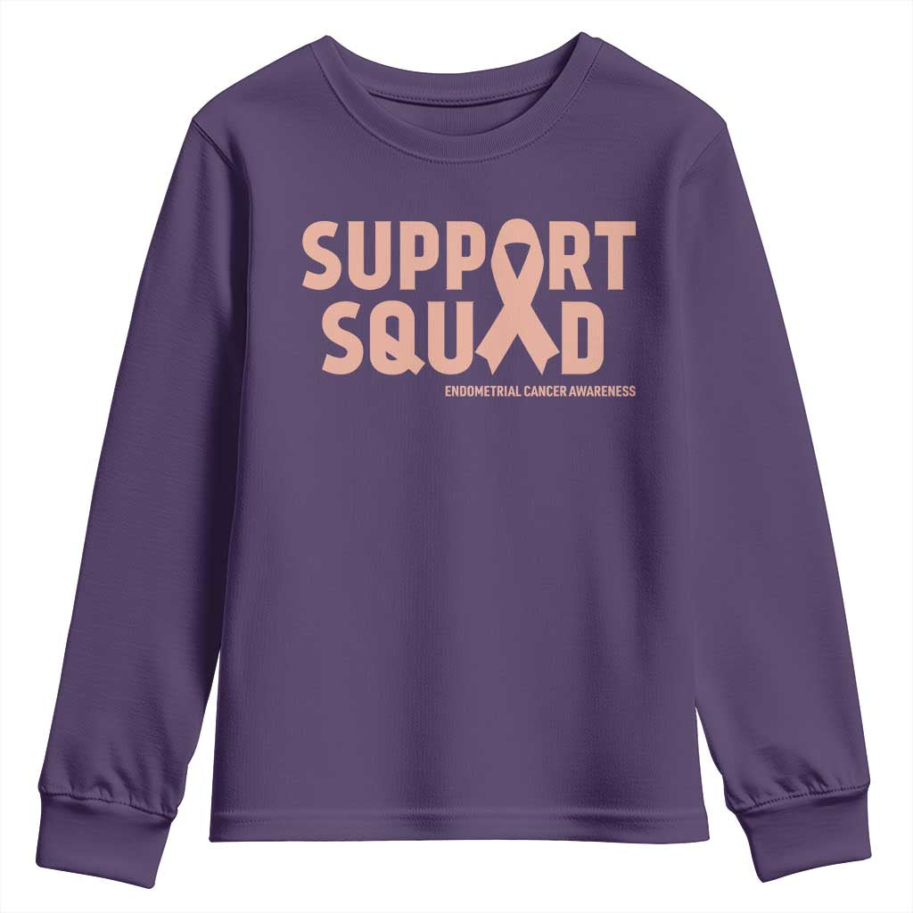 Endometrial Cancer Awareness Youth Sweatshirt Support Squad Warrior Gift