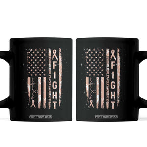 American Flag Endometrial Cancer Coffee Mug Fight Together Peach Ribbon Support Squad