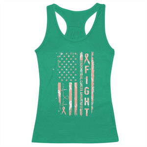 American Flag Endometrial Cancer Racerback Tank Top Fight Together Peach Ribbon Support Squad