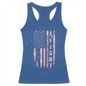 American Flag Endometrial Cancer Racerback Tank Top Fight Together Peach Ribbon Support Squad
