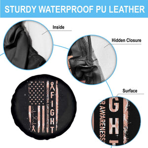 American Flag Endometrial Cancer Spare Tire Cover Fight Together Peach Ribbon Support Squad