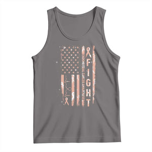 American Flag Endometrial Cancer Tank Top Fight Together Peach Ribbon Support Squad