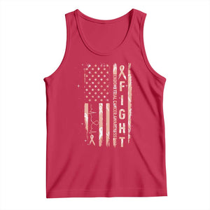 American Flag Endometrial Cancer Tank Top Fight Together Peach Ribbon Support Squad