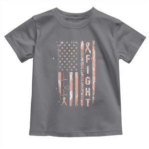 American Flag Endometrial Cancer Toddler T Shirt Fight Together Peach Ribbon Support Squad