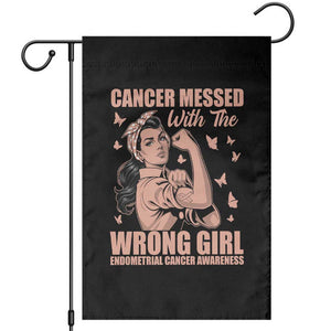 Strong Girl Endometrial Cancer Garden Flag Cancer Messed With The Wrong Girl