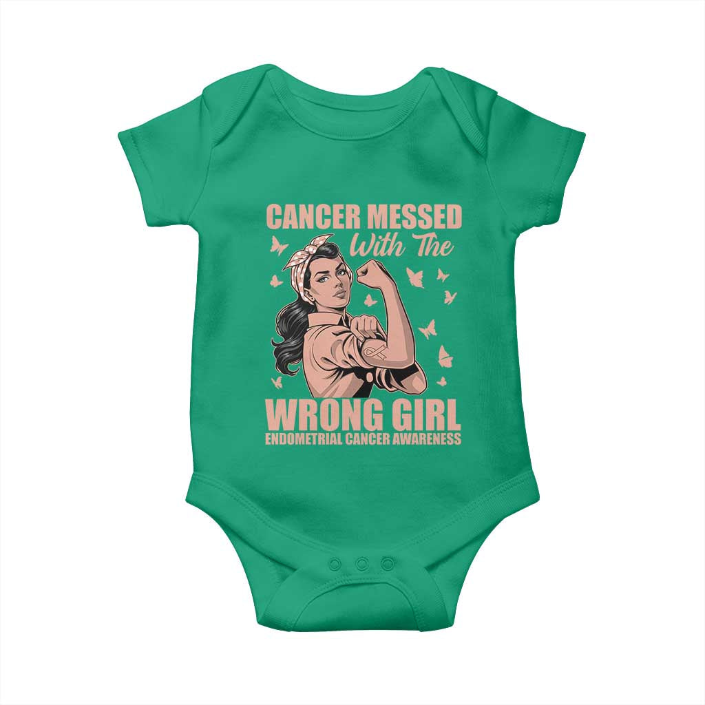 Strong Girl Endometrial Cancer Baby Onesie Cancer Messed With The Wrong Girl
