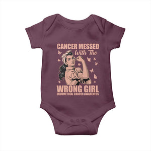 Strong Girl Endometrial Cancer Baby Onesie Cancer Messed With The Wrong Girl