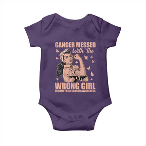 Strong Girl Endometrial Cancer Baby Onesie Cancer Messed With The Wrong Girl