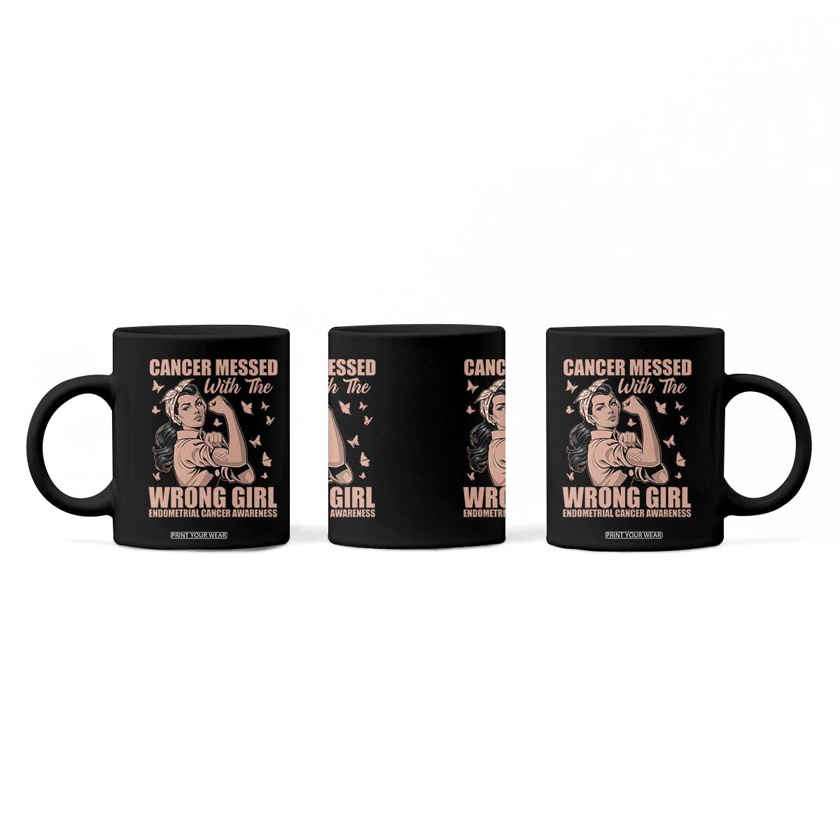 Strong Girl Endometrial Cancer Coffee Mug Cancer Messed With The Wrong Girl