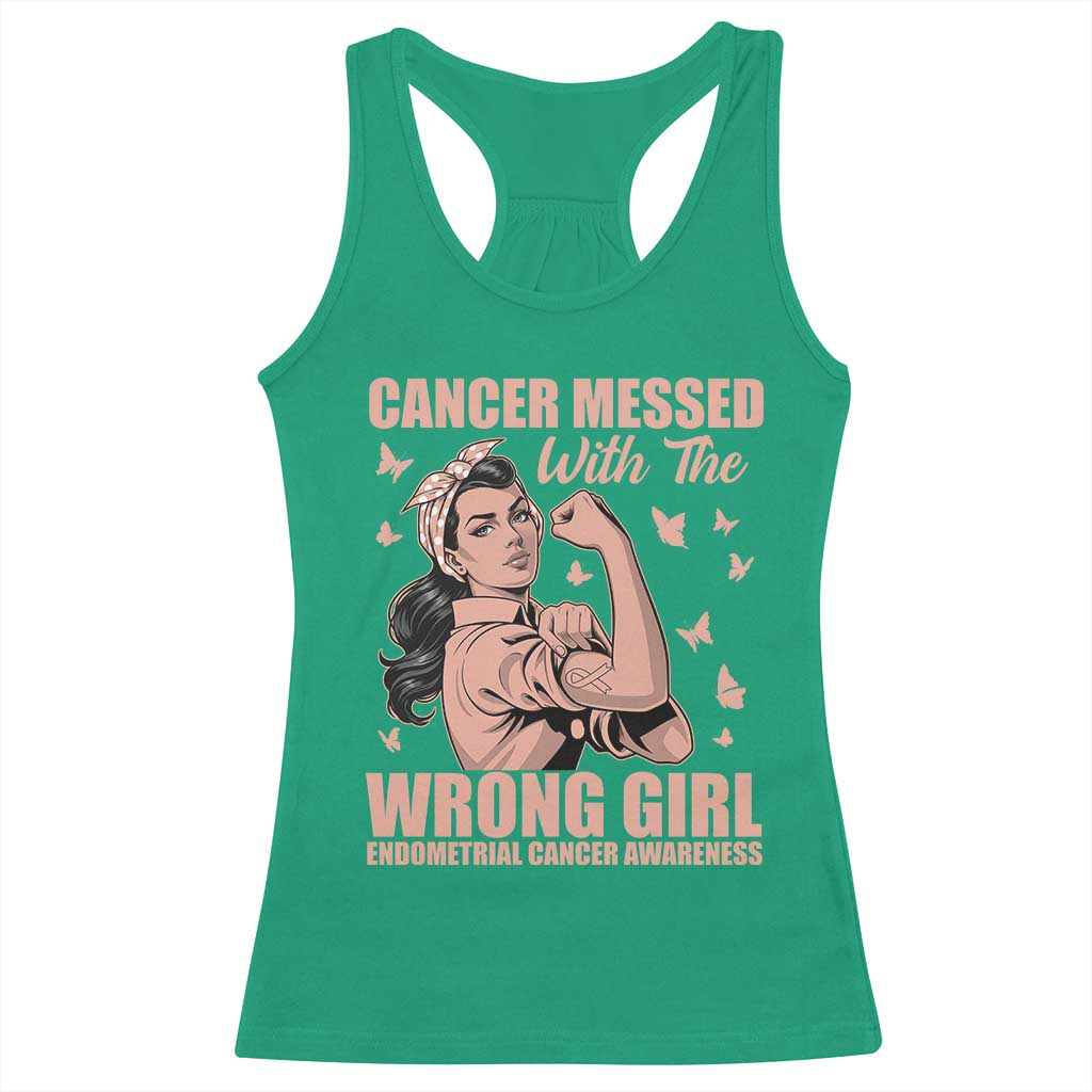 Strong Girl Endometrial Cancer Racerback Tank Top Cancer Messed With The Wrong Girl
