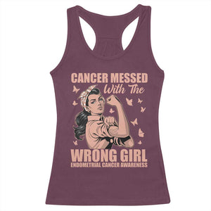 Strong Girl Endometrial Cancer Racerback Tank Top Cancer Messed With The Wrong Girl