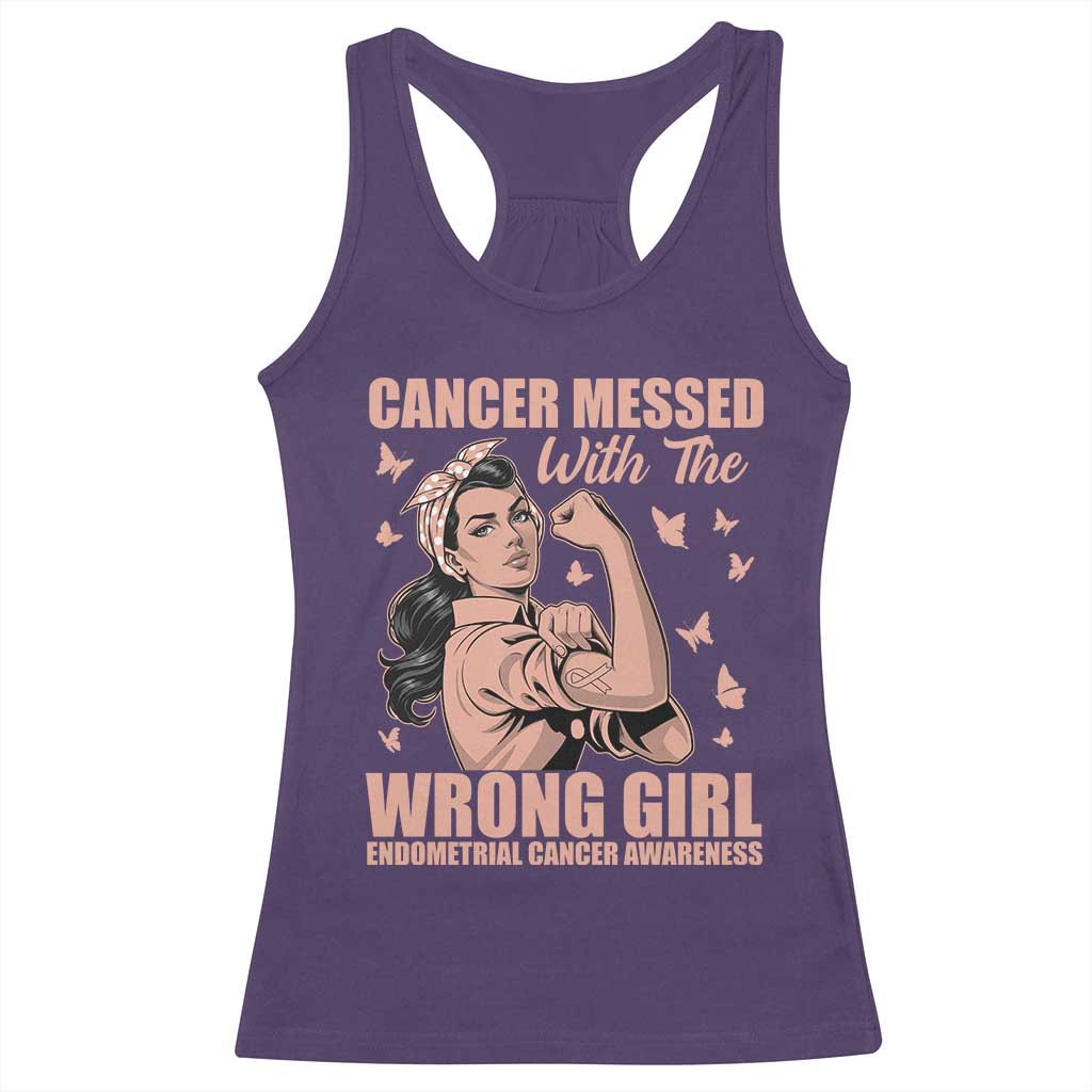 Strong Girl Endometrial Cancer Racerback Tank Top Cancer Messed With The Wrong Girl