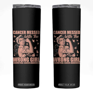 Strong Girl Endometrial Cancer Skinny Tumbler Cancer Messed With The Wrong Girl