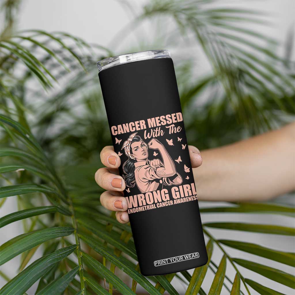 Strong Girl Endometrial Cancer Skinny Tumbler Cancer Messed With The Wrong Girl