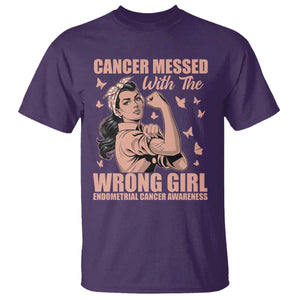 Strong Girl Endometrial Cancer T Shirt Cancer Messed With The Wrong Girl