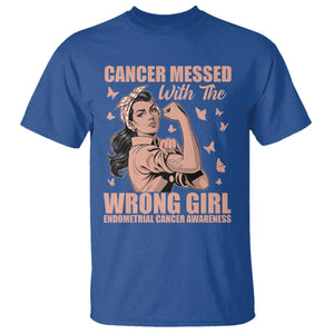 Strong Girl Endometrial Cancer T Shirt Cancer Messed With The Wrong Girl