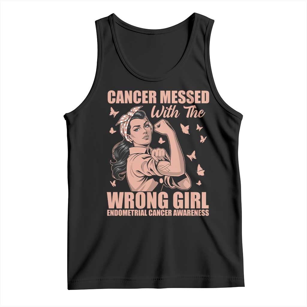Strong Girl Endometrial Cancer Tank Top Cancer Messed With The Wrong Girl