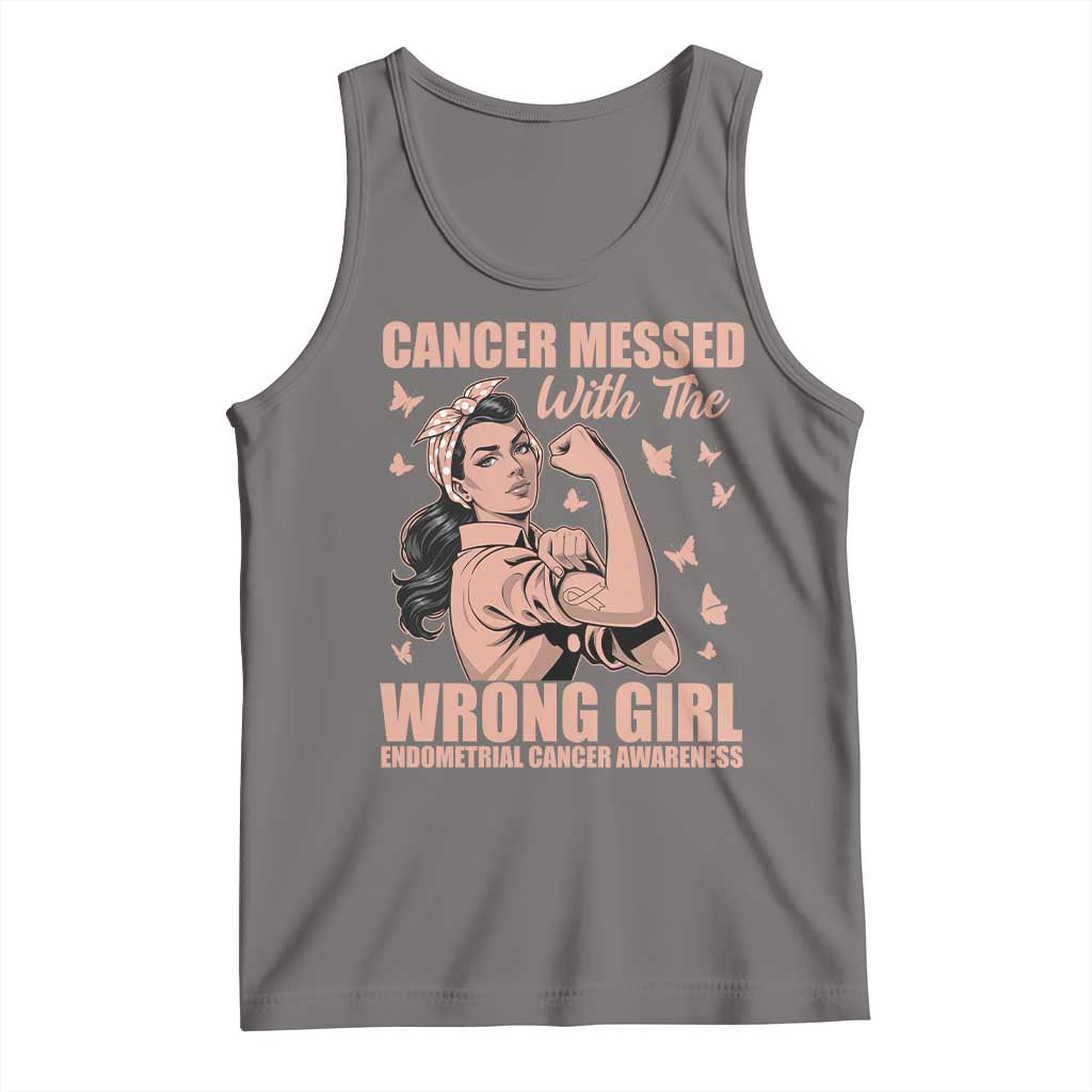 Strong Girl Endometrial Cancer Tank Top Cancer Messed With The Wrong Girl