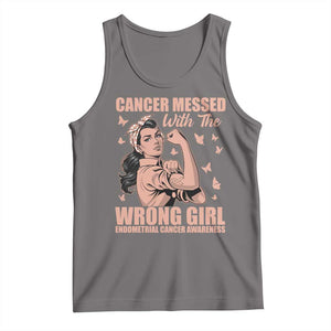 Strong Girl Endometrial Cancer Tank Top Cancer Messed With The Wrong Girl