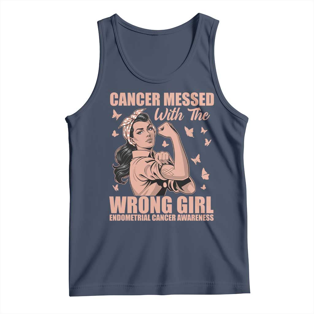 Strong Girl Endometrial Cancer Tank Top Cancer Messed With The Wrong Girl