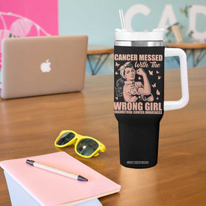 Strong Girl Endometrial Cancer Tumbler With Handle Cancer Messed With The Wrong Girl