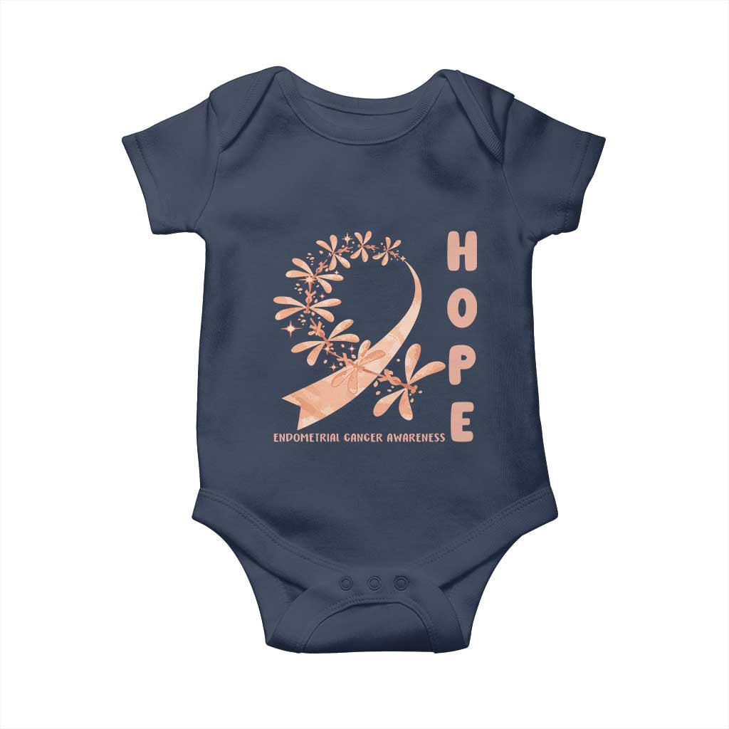 Peach Dragonfly Endometrial Cancer Baby Onesie Hope And Strength
