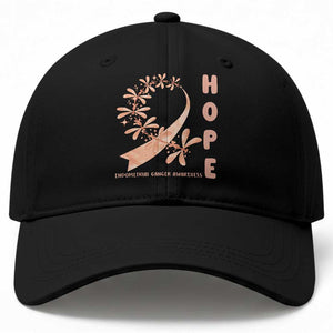 Peach Dragonfly Endometrial Cancer Baseball Cap Hope And Strength
