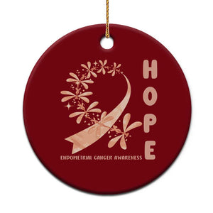 Peach Dragonfly Endometrial Cancer Ceramic Ornament Hope And Strength