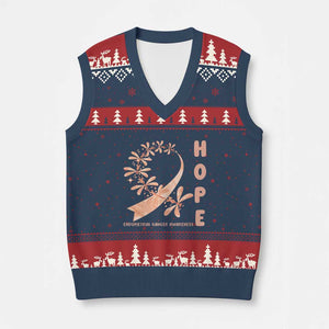 Peach Dragonfly Endometrial Cancer V-Neck Knit Sweater Vest Hope And Strength