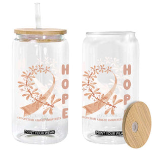 Peach Dragonfly Endometrial Cancer Glass Can Hope And Strength
