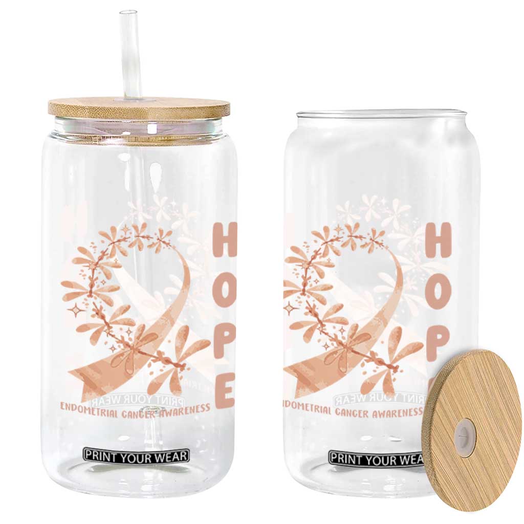 Peach Dragonfly Endometrial Cancer Glass Can Hope And Strength
