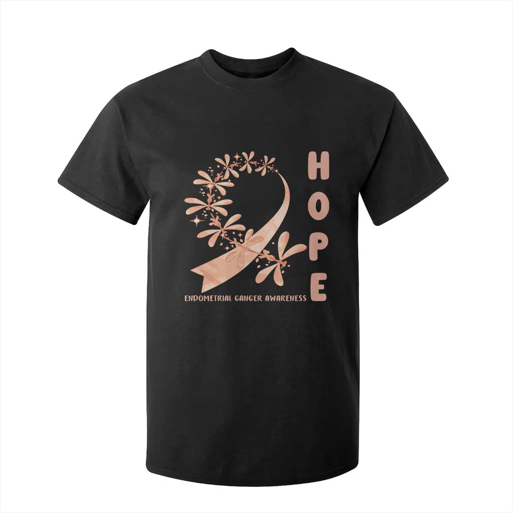 Peach Dragonfly Endometrial Cancer T Shirt For Kid Hope And Strength
