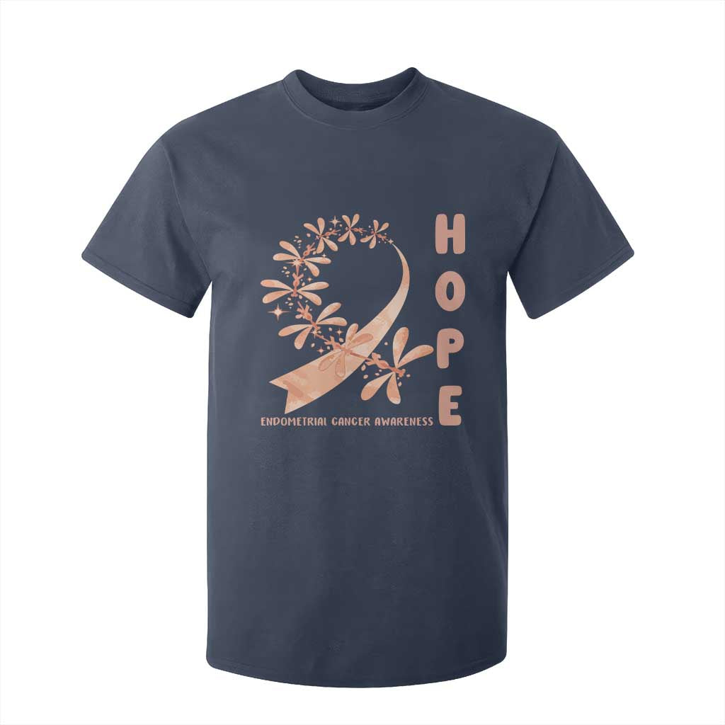 Peach Dragonfly Endometrial Cancer T Shirt For Kid Hope And Strength