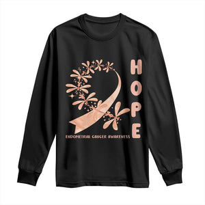 Peach Dragonfly Endometrial Cancer Long Sleeve Shirt Hope And Strength