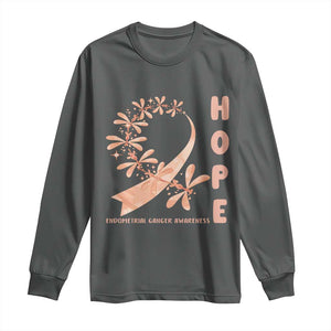 Peach Dragonfly Endometrial Cancer Long Sleeve Shirt Hope And Strength