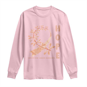 Peach Dragonfly Endometrial Cancer Long Sleeve Shirt Hope And Strength