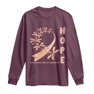 Peach Dragonfly Endometrial Cancer Long Sleeve Shirt Hope And Strength