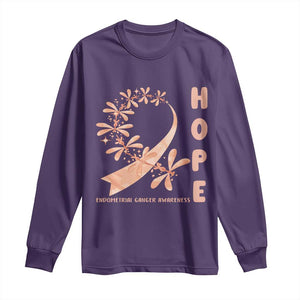 Peach Dragonfly Endometrial Cancer Long Sleeve Shirt Hope And Strength