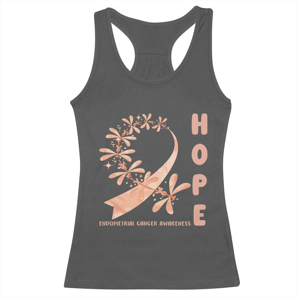 Peach Dragonfly Endometrial Cancer Racerback Tank Top Hope And Strength