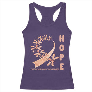 Peach Dragonfly Endometrial Cancer Racerback Tank Top Hope And Strength