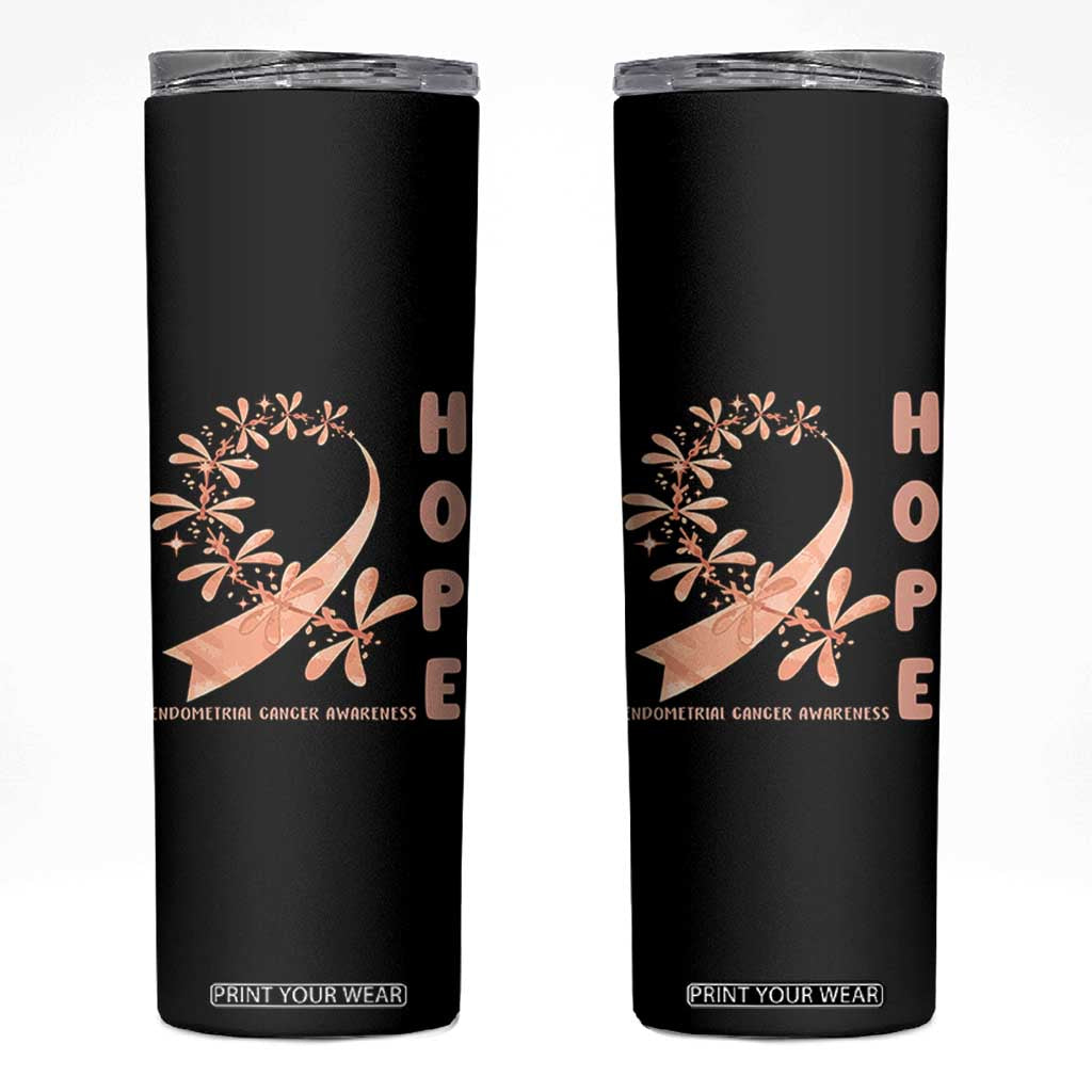 Peach Dragonfly Endometrial Cancer Skinny Tumbler Hope And Strength