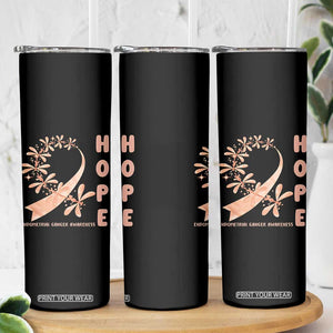 Peach Dragonfly Endometrial Cancer Skinny Tumbler Hope And Strength